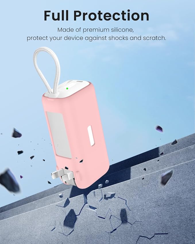 Silicone Case for TORRAS EasyGo 3-in-1 Portable Charger Power Bank,Full-Body Protective Cover for TORRAS Power Bank PB17,Precise Port Cutouts (Case Only) Pink