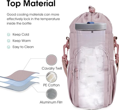 sportsnew Water Bottle Holder with Strap 32oz 40oz Insulated Water Bottle Carrier Sling Bag with Phone Pocket Crossbody