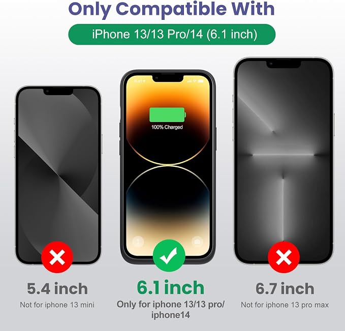 Battery Case for iPhone 13/13Pro/14,7500mah Ultra-Slim Protective Charging Case, Portable Rechargeable Expandable Battery Charger Cover Compatible with iPhone 13/13Pro/14 (6.1 Inch)-Black