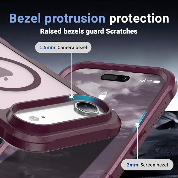 jaroco Magnetic for iPhone Air Case, [Compatible with MagSafe][Military Grade Drop Protection][Heavy Duty Protection][Non-Slip][Shockproof] 2-Layer Durable Bumper Phone Case 6.5''-Wine Red
