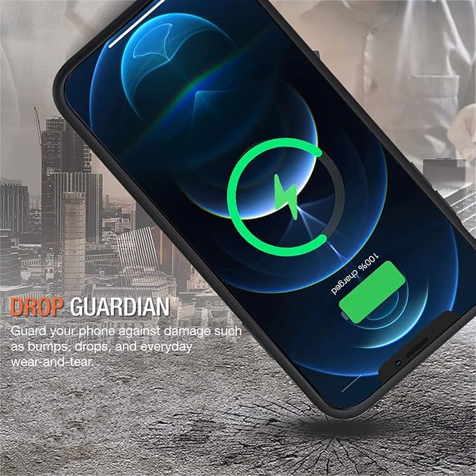 Battery Case for iPhone 12/12 Pro, Enhanced 10000mAh Portable Protective Smart Qi Wireless Charging Case Compatible with iPhone 12/12 Pro (6.1 inch) Rechargeable Extended Battery Charger Cover(Black)