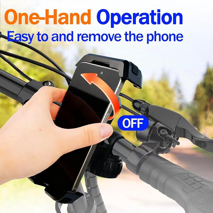 Bike Phone Holder & Motorcycle Phone Mount - Adjustable Handlebar Cell Phone Clasm for Bicycle, Scooter, E-Bike, Universal 4.7"-6.8" Smartphones for iPhone 17/16/15 Pro Max, Galaxy S24,Shockproof