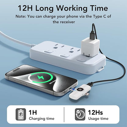 Mini Wireless Lavalier Microphone for iPhone, iPad, Android Phone - 2in1 Microfono Lapel Bluetooth Mic for Recording, Clip on Omni Lav Mic for Video Recording, Tiktok, YouTube, Vlog