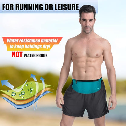 USHAKE Running Belt,Men or Women Ultra Light Bounce Free Waist Pouch Bag Fitness Workout Belt Sport Waist Pack Exercise Waist Bag for iPhone Samsung LG in Running Gym Marathon (MINT BLUE)