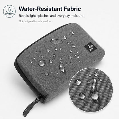Small Electronics Organizer Travel Case, Cord and Cable Tech Bag Pouch | Compact soft tech Bag pouch for cables cords chargers earbuds and slim power bank water-resistant for travel, cruise and work