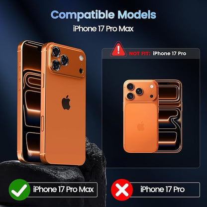 CACOE Camera Lens Protector for iPhone 17 Pro Max - Metal Frame Tempered Glass Cover, [Anti-Scratch] [Drop-Proof][Strong-Adhesion] Camera Screen Cover(Orange)