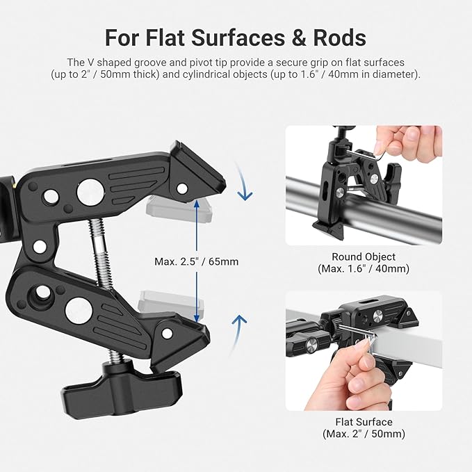 NEEWER Basics Magic Arm Desk Mount, 22" Overhead Mic Stand Boom Arm Desktop Phone Holder with 1/4" 3/8" Threads for ARRI, for DSLR Action Camera Webcam Microphone LED Light for Video Recording, UA061