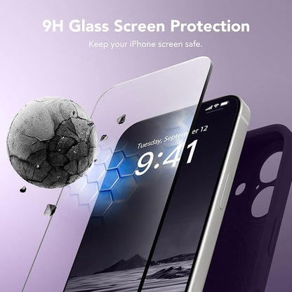 Magnetic for iPhone 16 Case, Compatible with MagSafe, [Screen Protector + Full Camera Protection], Silicone Shockproof Anti-Scratch Protective Phone Case for iPhone 16 6.1", Deep Purple
