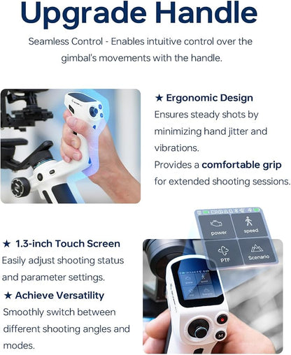 FeiyuTech SCORP Mini-2 Combo:Portable Bag+11''Carbon Fiber Pole+Fill Light,All in One 3-Axis Camera Stabilizer,Built-in AI Tracker Handheld Gimbal for Mirrorless Camera,GoPro,Smartphone (Black)