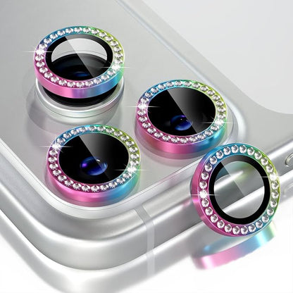 Choiche Compatible for iPhone 17 Pro/iPhone 17 Pro Max Camera Lens Protector Bling, 9H Tempered Glass Camera Cover Screen Protector Metal Ring Decoration Accessories (Diamond-Colorful)