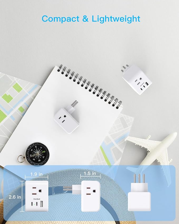 One Beat 2 Pack Switzerland Travel Plug Adapter, Type J Power Adaptor with 3 Outlets 3 USB Ports(2 USB-C), Swiss Outlet Adapter Travel Essentials for US to Switzerland, Rwanda, Liechtenstein
