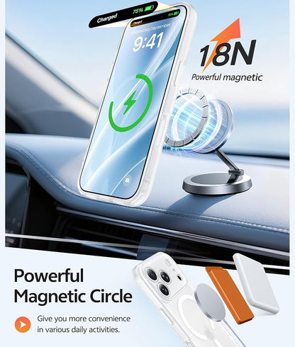FNTCASE for iPhone 17 Pro Max Case: [Compatible with Magsafe] Translucent Matte Cases with [Full Camera Protection] [Screen Protector] Military Grade Shockproof Protective Phone Cover - White