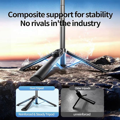 Mini Selfie Stick Tripod, Pocket Flex Tripod i-Phone Android Phone Grip, Portable Small Size Travel Compact Phone Selfie Stick with Remote, Handheld Metal Mount Live Streaming, Video Recording (A07-D)