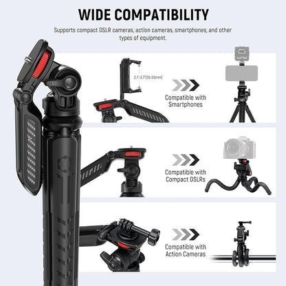 NEEWER Mini Flexible Tripod for iPhone & Camera with Remote/Handle/Phone Holder/Action Camera Adapter, Portable Pocket Desk Tripod for Travel Vlogging Compatible with iPhone GoPro Samsung, TP36