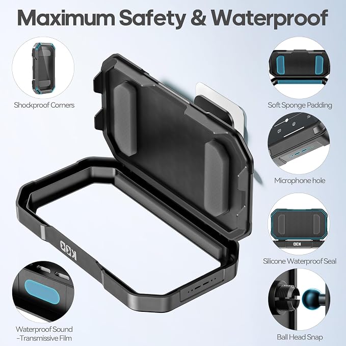 KDD Shower Phone Holder Waterproof - 360° Rotation Detachable Phone Case, Fully Enclosed High Touch Sensitive Design Wall Phone Mount Stand, Bathroom Mirror Bathtub Accessories for 4-6.7” Cellphones