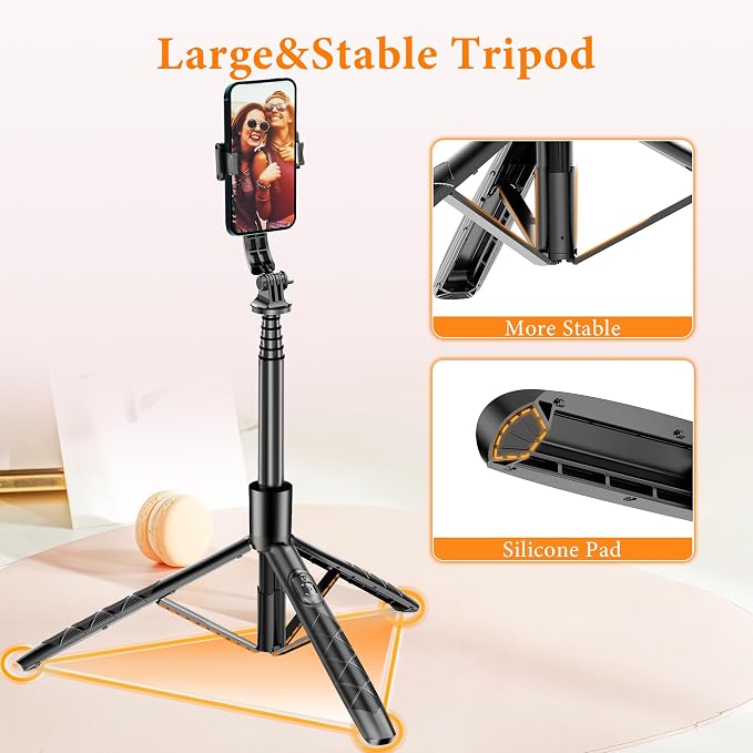 62" Aluminum Alloy Selfie Stick Phone Tripod with Wireless Remote Compatible with iPhone 17 16 15 14 13 pro Xs Max Xr X, Android/Samsung Smartphone Expandable for Travel Selfies Video Recording Vlog