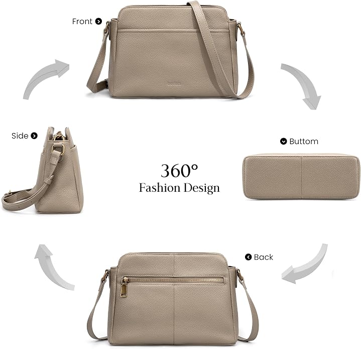 befen Anti-theft Crossbody Bag for Women Genuine Leather, Small Cross Body Shoulder Handbags with RFID Card Slots