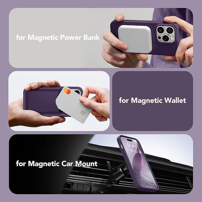 GONEZ for iPhone 14 Pro Max Case Silicone, Compatible with MagSafe, with Screen Protector + Camera Lens Protector, Liquid Silicone Shockproof Protective Phone 14 ProMax Case 6.7", Deep Purple