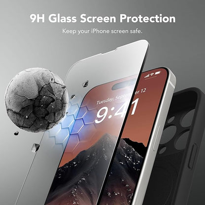 Magnetic for iPhone 15 Pro Max Case, Compatible with MagSafe, [Full Camera Protection][Screen Protector] Silicone Shockproof Protective Phone Case for iPhone 15 Pro Max 6.7", Black