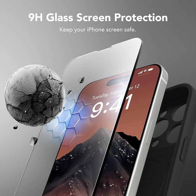 Magnetic for iPhone 12 Pro Max Case, Compatible with MagSafe, [Full Camera Protection][Screen Protector] Silicone Shockproof Protective Phone Case for iPhone 12 Pro Max 6.7", Black