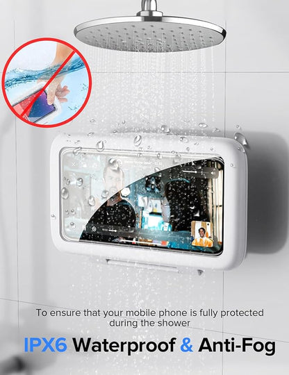 LC-dolida Shower Phone Holder Waterproof, 480° Rotatable Adjustable Bathroom Wall Phone Mount Stand, Anti-Fog High Sensitivity iPhone Case, Anti Fog Case Bathroom Accessories for 4-7'' Cellphones