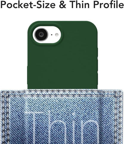 for iPhone 17e 16e Case Silicone Compatible with Magsafe Case, Ultra Slim Thin Magnetic Phone Cases Mag Safe, Cute Soft Rubber Gel TPU Matte Plain Wireless Charging Cover for Women, Dark Green