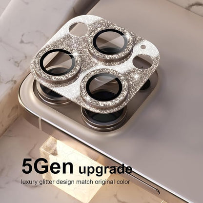 Choiche Compatible for iPhone 16 Pro/iPhone 16 Pro Max Camera Lens Protector, Bling Camera Cover with 9H Tempered Glass Lens Screen Protector Metal Ring Accessories (Glitter-Titanium Desert)