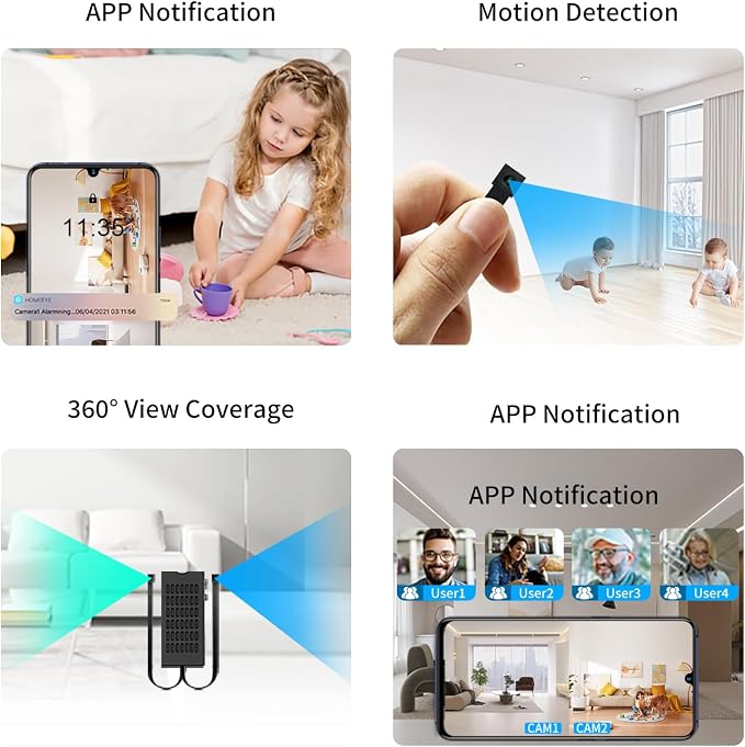 Small Hidden Camera DIY Module - Full HD 1080P Dual Lens - Mini Spy Camera - Tiny Discreet Nanny Cam - Cloud Storage