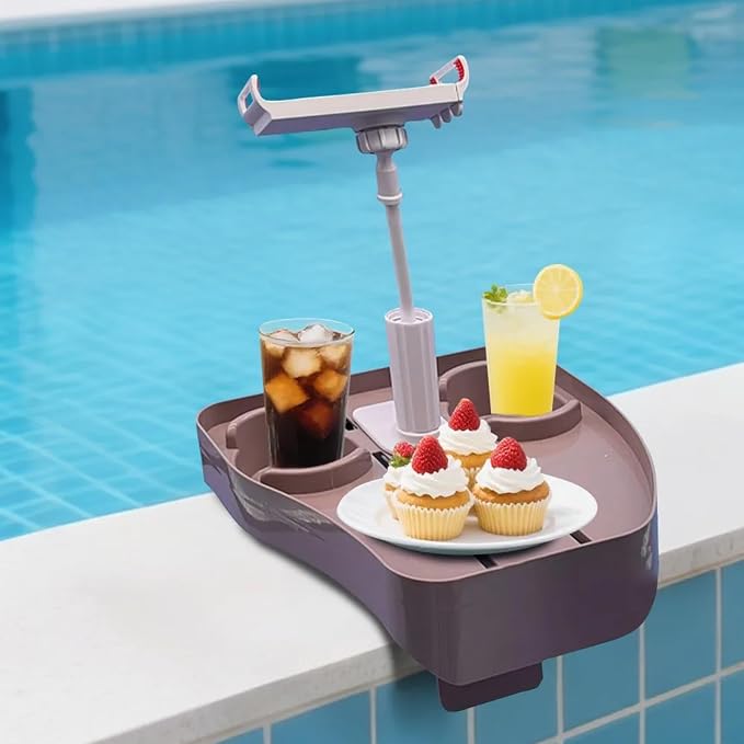 Hot Tub Side Table Adjustable Hot Tub Table with Phone & Cup Holder Non Slip Bathtub Tray for Outdoor Inflatable Pools Spas, Tables for Outside