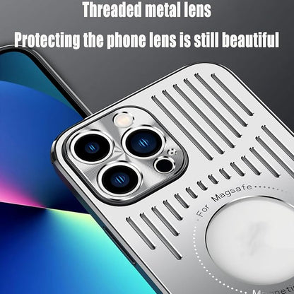 Curranet Metal Heat Dissipation Breathable Case for iPhone,The Metal Hollowed-Out Cooling Case is Suitable for iPhone (15pro,Blue)