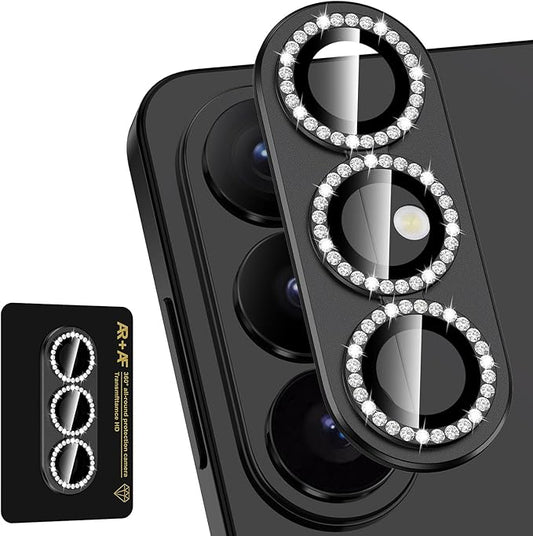 for Samsung Galaxy S26 Plus Camera Lens Protector, Electroplated Matte Back with 9H Tempered Glass Lens Protector, [Strong Adsorption] [Case-Friendly] Metal Ring HD Lens Cover, Black Diamond