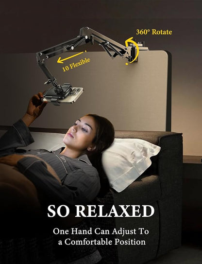 LISEN Gooseneck Phone Holder for Bed Desk [3rd Upgrade] Cell Phone Stand for Desk Bed Gaming Accessories,Gifts for Men Senior Kids Tech Mount for Recording Filming Laying Down Flexible Magic Arm Clamp