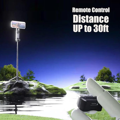 4 in 1 Magnetic Tripod Pocket Selfie Stick Extendable Cell Phone Stand Portable Camera Grip Handle with Wireless Detachable Remote Control for Photograph/Live Streaming/Video/Travel (Black)