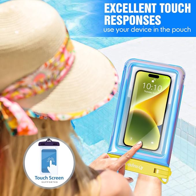 [Up to 8.5''] Floating Waterproof Phone Pouch, IPX8 Underwater Cell Phone Holder with Lanyard for iPhone 17 16 15 14 Pro Max, Galaxy S25 24 Ultra, Beach Cruise Ship Essentials Travel Must Haves