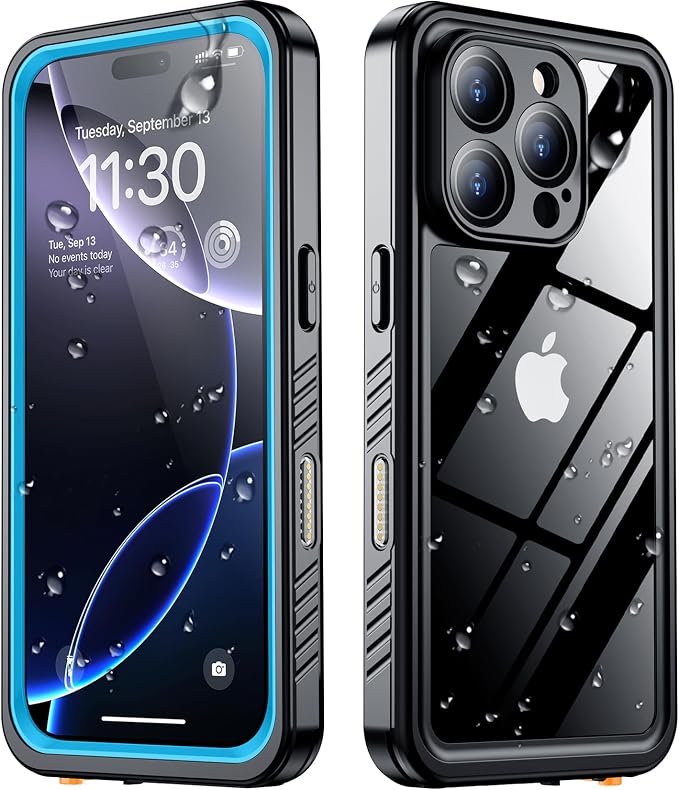 SPIDERCASE for iPhone 16 Pro Case Waterproof, [12FT Military Drop Proof] [IP68 Waterproof] [Full Body Protection] Heavy Duty Protective Cover for iPhone 16 Pro 6.3”, Light Blue