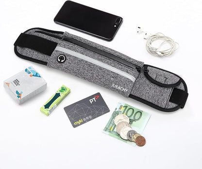 Jueachy Running Belts for Women Waterproof Fanny Pack Running Waist Pouch Phone holder Adjustable Sports Money Belt with Headphone Port