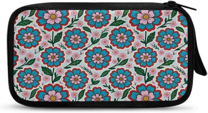 Blue Flowers Electronics Case Portable Electronic Accessories Carry Case Tech Pouch for Cable Cord Charger Phone Earphone Power Bank SD Card Travel Use