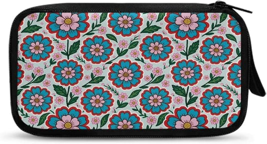 Blue Flowers Electronics Case Portable Electronic Accessories Carry Case Tech Pouch for Cable Cord Charger Phone Earphone Power Bank SD Card Travel Use