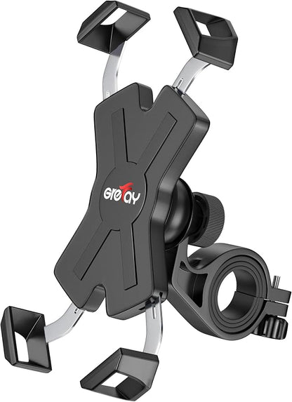Grefay Bike Phone Mount Metal Motorcycle Handlebar Phone Holder Scooter Phone Clamp for 4.0-7.0 Inch Smartphone with 360° Rotation