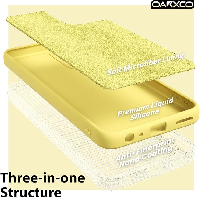 oakxco for Motorola Moto G Power 5G 2024 Phone Case Liquid Silicone, Thin Slim Soft Rubber Gel TPU Plain Simple Cover for Women Girl Cute, Matte Solid Color, Yellow