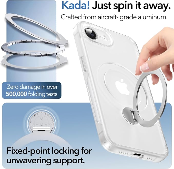Anqrp 360° All-in-ONE Stand Case for iPhone 17e & iPhone 16e Case with Rotatable Magnetic Kickstand Ring Holder, Compatible with MagSafe, MIL-Grade Shockproof iPhone 17e/16e Phone Case Cover,Clear