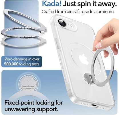 Anqrp 360° All-in-ONE Stand Case for iPhone 17e & iPhone 16e Case with Rotatable Magnetic Kickstand Ring Holder, Compatible with MagSafe, MIL-Grade Shockproof iPhone 17e/16e Phone Case Cover,Clear