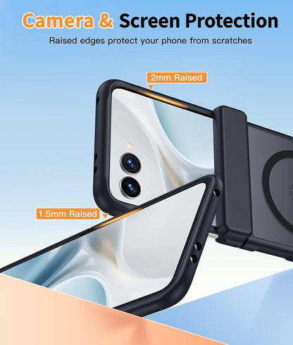 FNTCASE for Motorola Razr 2026/2025 Case, Fit for Magsafe, Hinge Protection | Screen Protector, Translucent Matte Magnetic Back, 18FT Military Grade Drop Proof, Protective Phone Cover, Black