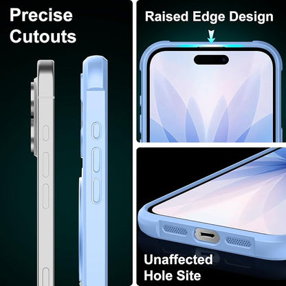 360° Magnetic Swivel Ring for iPhone 17 case, Built-in Metal Stand and Ring Holder, Magsafe Compatible, Military Grade Protection, Shock Resistant - Light Blue