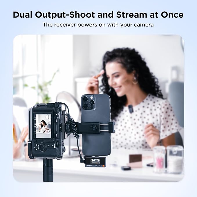 Saramonic Air Wireless Microphone for iPhone/Camera/Android/PC, 48kHz/24-bit,120dB Max SPL, 300m Range, Noise Cancelling, 30h Use for Filmmaking and Content Creation (USB Type-C Version)