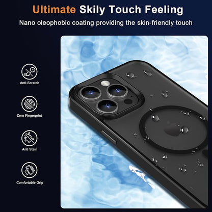 MOCCA Strong Magnetic for iPhone 12 Pro Max Case,[Compatible with Magsafe][Glass Screen Protector+Camera Lens Protector] Slim Thin Shockproof Cover Phone Case for iPhone 12 Pro Max 6.7",Titanium Black