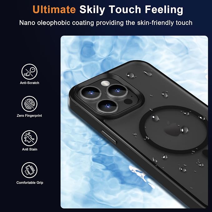 MOCCA Strong Magnetic for iPhone 14 Pro Max Case [Compatible with Magsafe] [10FT Military Grade Protective] Translucent Matte Slim Shockproof Case for iPhone 14 Pro Max 6.7" -Black