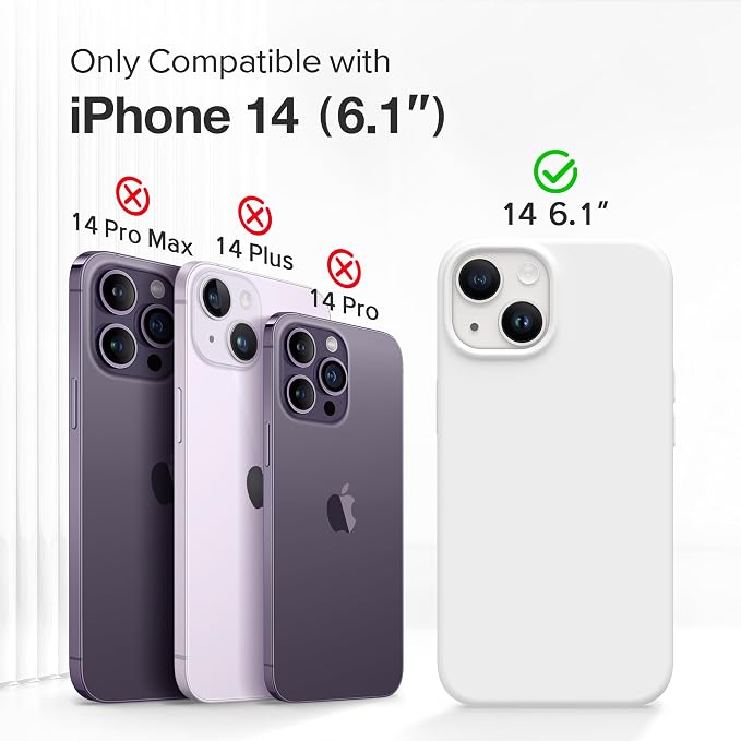 GONEZ Magnetic for iPhone 14 Case, Compatible with Magsafe, with Screen Protector + Camera Protector, Anti-Scratch Microfiber Lining, Liquid Silicone Shockproof Protective Phone Case, White