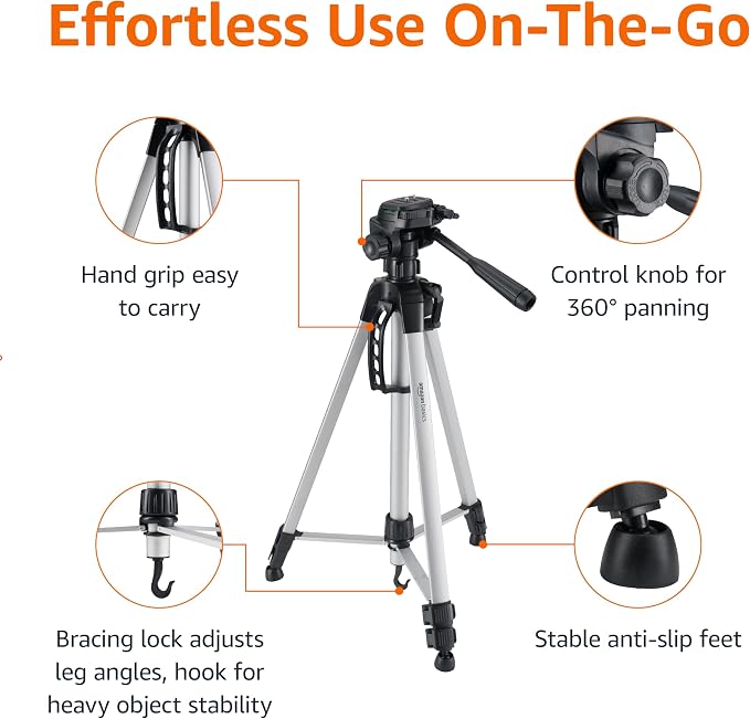 Amazon Basics 60-inch Lightweight DSLR Tripod with Bag, Black