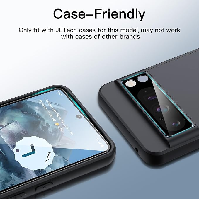 JETech Full Coverage Screen Protector for Google Pixel 8 Pro, 2+2 Pack | with Camera Lens Protector, HD Clear Tempered Glass, Anti-Scratch Protection, Easy Installation Tool